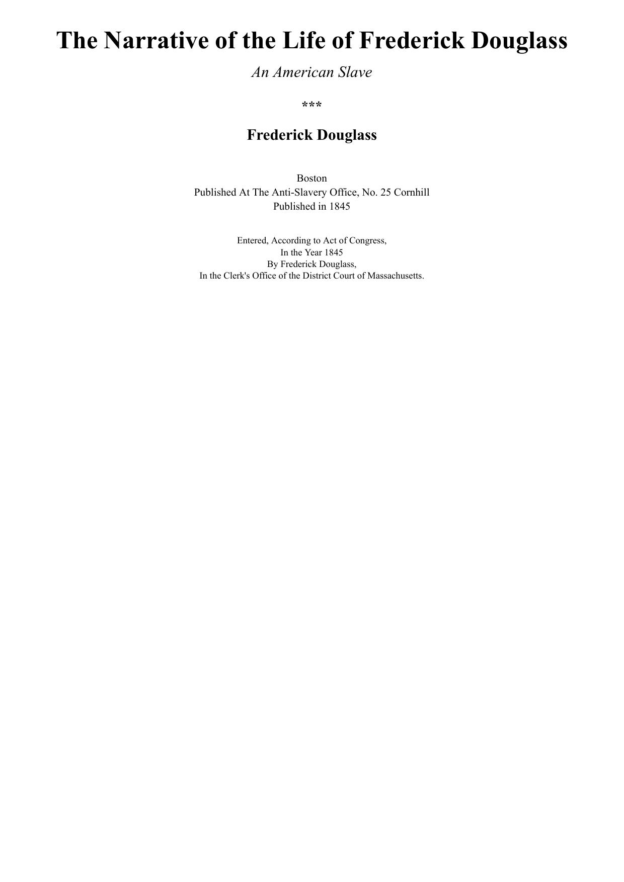 The Narrative of the Life of Frederick Douglass